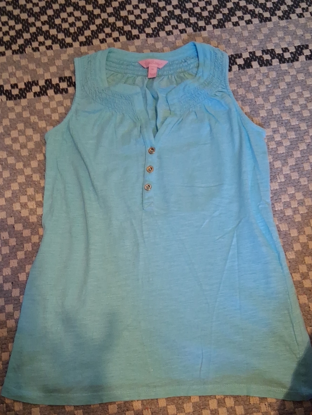 Lilly Pulitzer Aqua Sleeveless Henley Tank